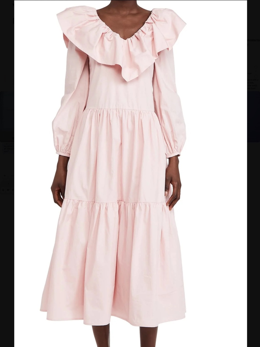 English Factory Pink Ruffled Neck Tiered Midi Dress S Small New with Tags NWT - Picture 3 of 5